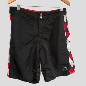Quiksilver Men's Black/Red/White Summer Casual Swim Boardshorts